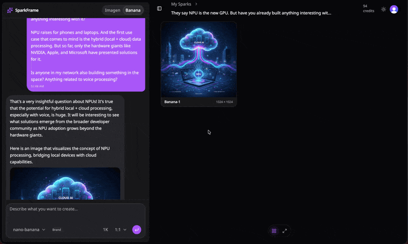Switching between the fast single-shot pipeline and the iterative chat pipeline in the workspace
