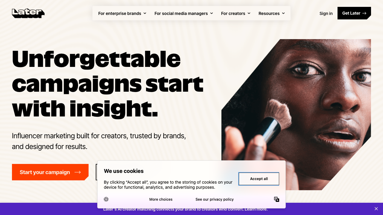 Later homepage