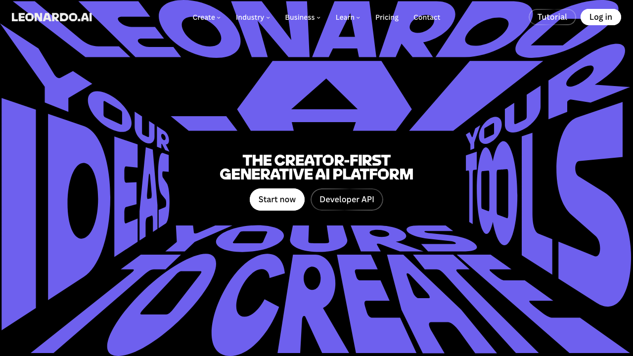 Leonardo AI homepage