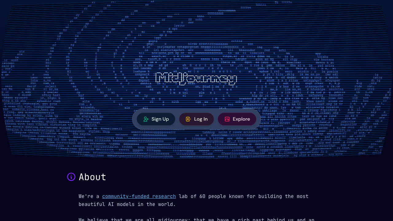 Midjourney homepage