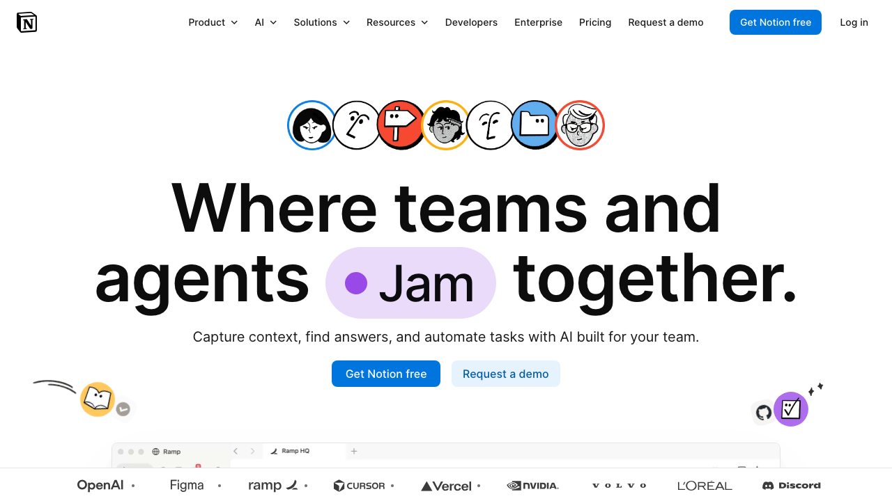 Notion homepage